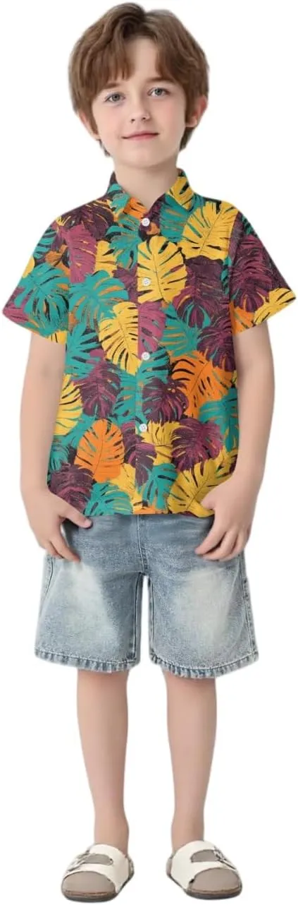 Family Matching Hawaiian Outfits, Dad and Son Beach Vacation Polo Button Down Shirts Mommy Daughter Dress