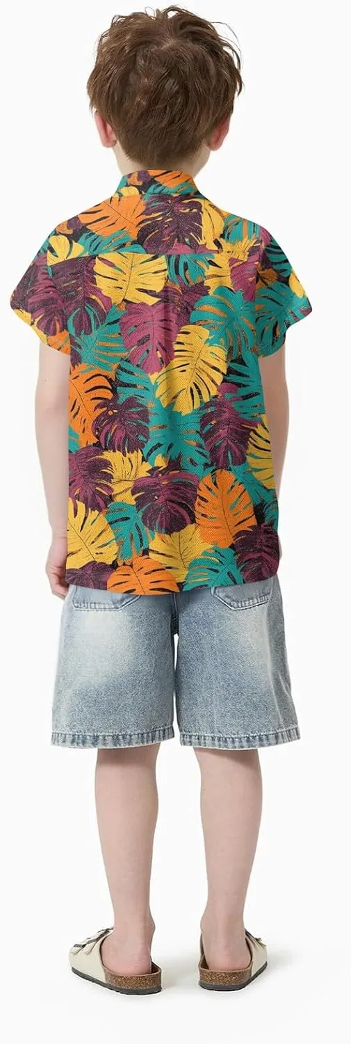 Family Matching Hawaiian Outfits, Dad and Son Beach Vacation Polo Button Down Shirts Mommy Daughter Dress