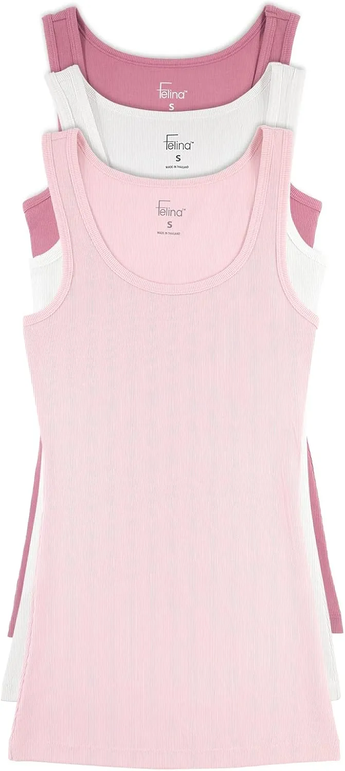 Felina Cotton Ribbed Tank Top - Class Tank Top for Women, Workout Tank Top for Women (Color Options Available)