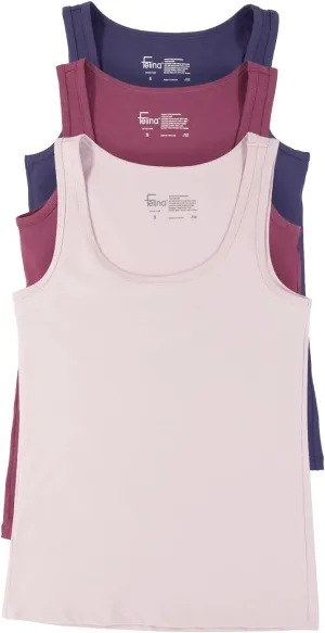 Felina Stretch Layering Womens Tank Top - Seamless Cotton Tank Top for Women, Workout Top (3-Pack)
