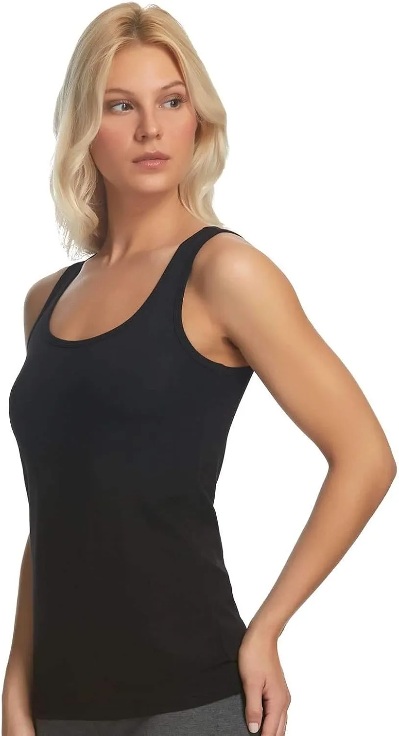 Felina Stretch Layering Womens Tank Top - Seamless Cotton Tank Top for Women, Workout Top (3-Pack)