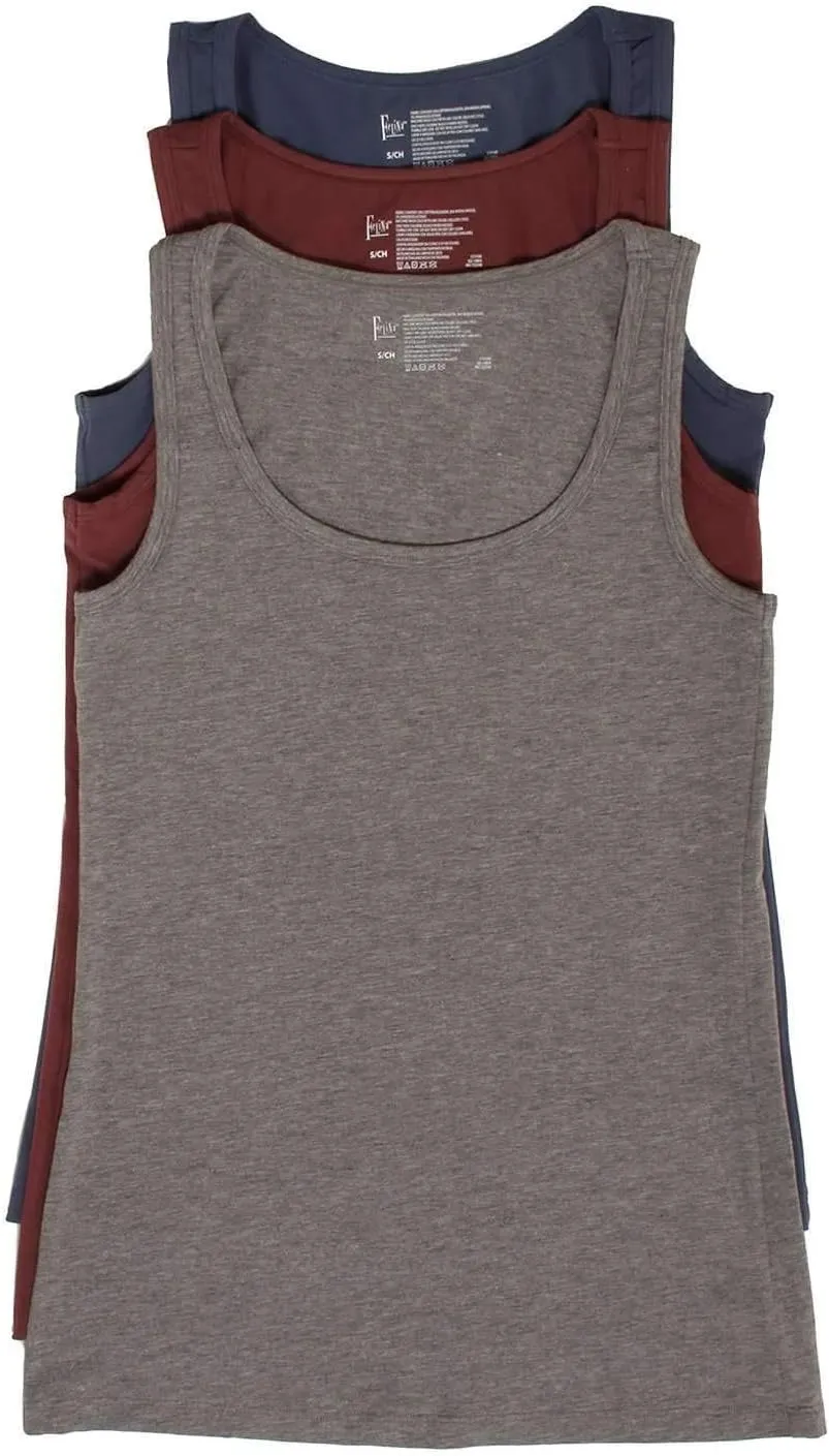 Felina Stretch Layering Womens Tank Top - Seamless Cotton Tank Top for Women, Workout Top (3-Pack)