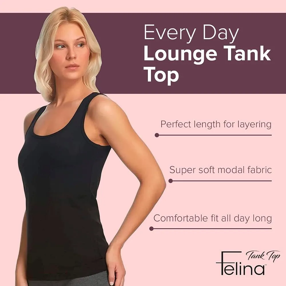 Felina Stretch Layering Womens Tank Top - Seamless Cotton Tank Top for Women, Workout Top (3-Pack)
