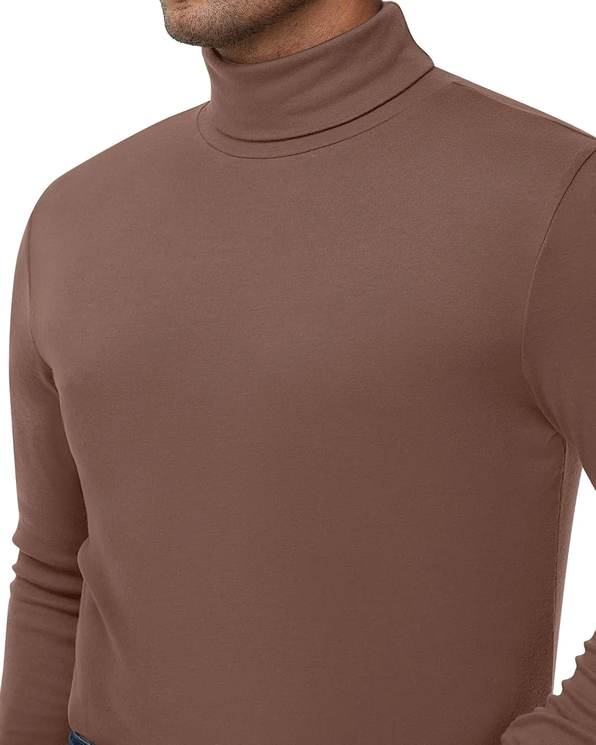 Ficerd 3 Pack Men's Big and Tall Turtleneck Shirts Cotton Long Sleeve Turtle Neck Tops Plus Size Loose Fit Basic Tee