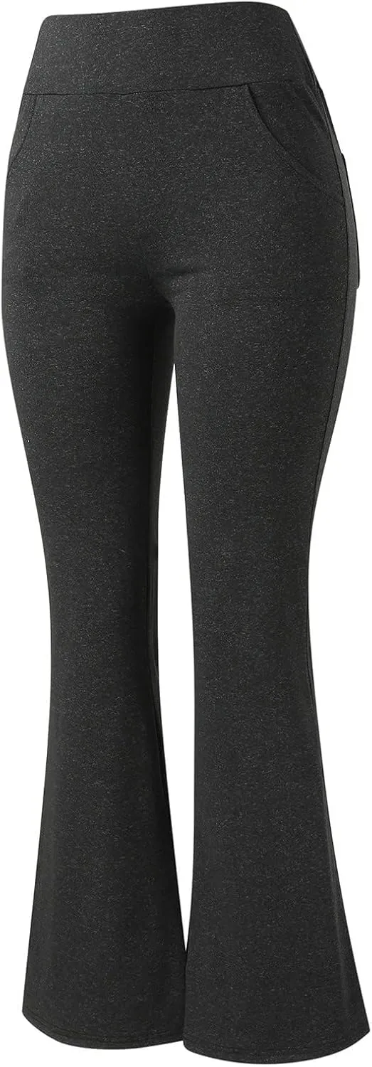 Flare Leggings for Women High Waist Bootcut Yoga Pants with Pockets Casual Wide Leg Pants Tummy Control Work Trousers