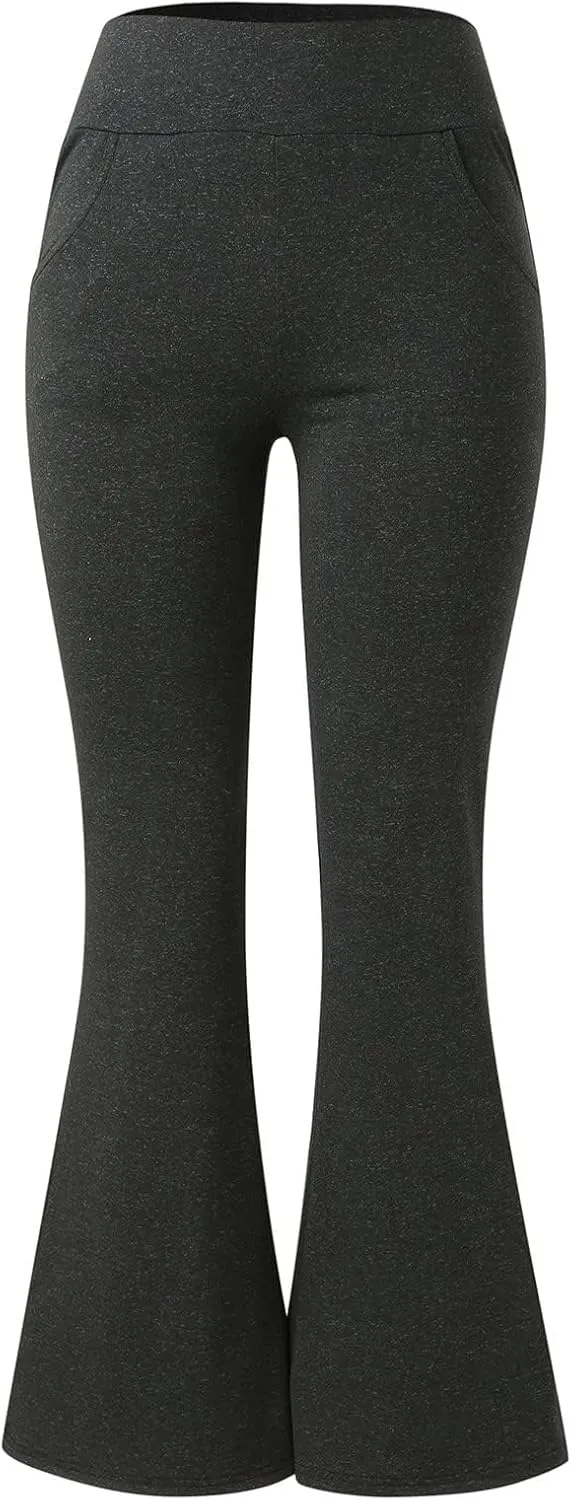 Flare Leggings for Women High Waist Bootcut Yoga Pants with Pockets Casual Wide Leg Pants Tummy Control Work Trousers