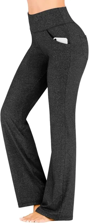 Flare Leggings for Women High Waist Bootcut Yoga Pants with Pockets Casual Wide Leg Pants Tummy Control Work Trousers
