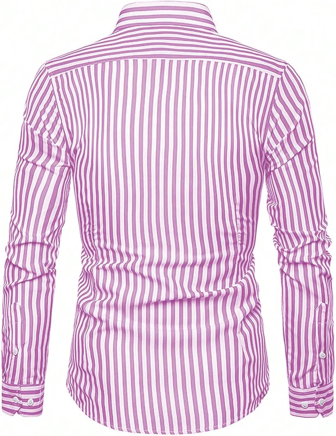 Floerns Men's Striped Print Button Front Collared Long Sleeve Shirt Top