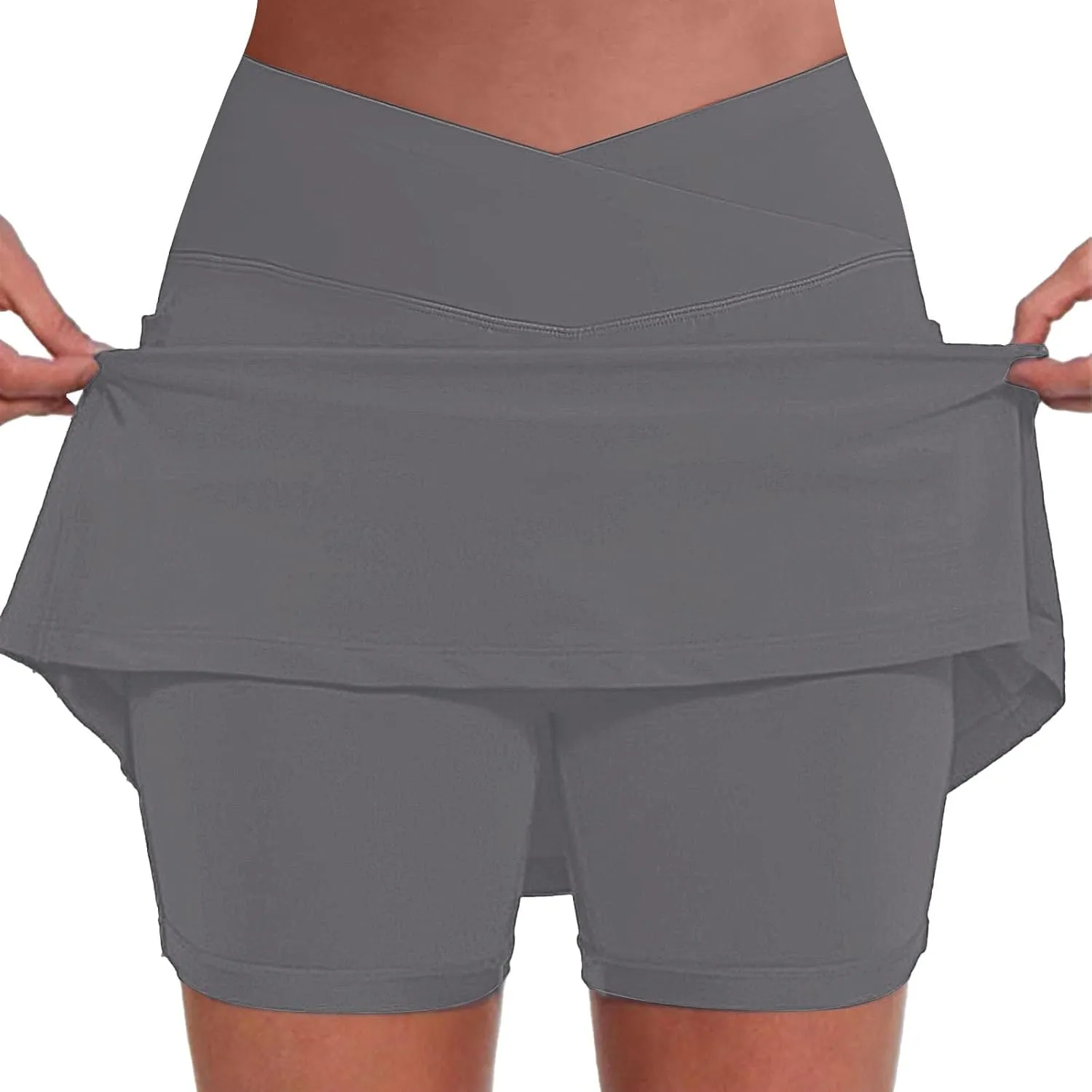 FQZWONG Skorts for Women Plus Size Elastic High Waisted Athletic Workout Skirt Pants Casual Solid Gym Yoga Tennis Shorts