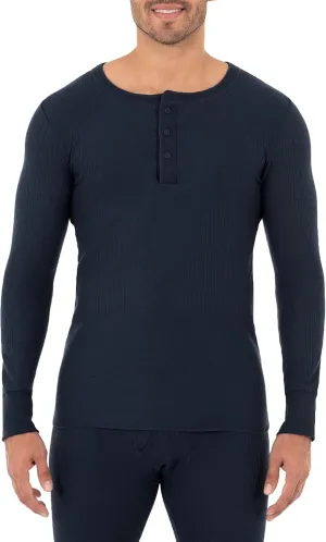 Fruit of the Loom mens Recycled Waffle Thermal Underwear Henley Top
