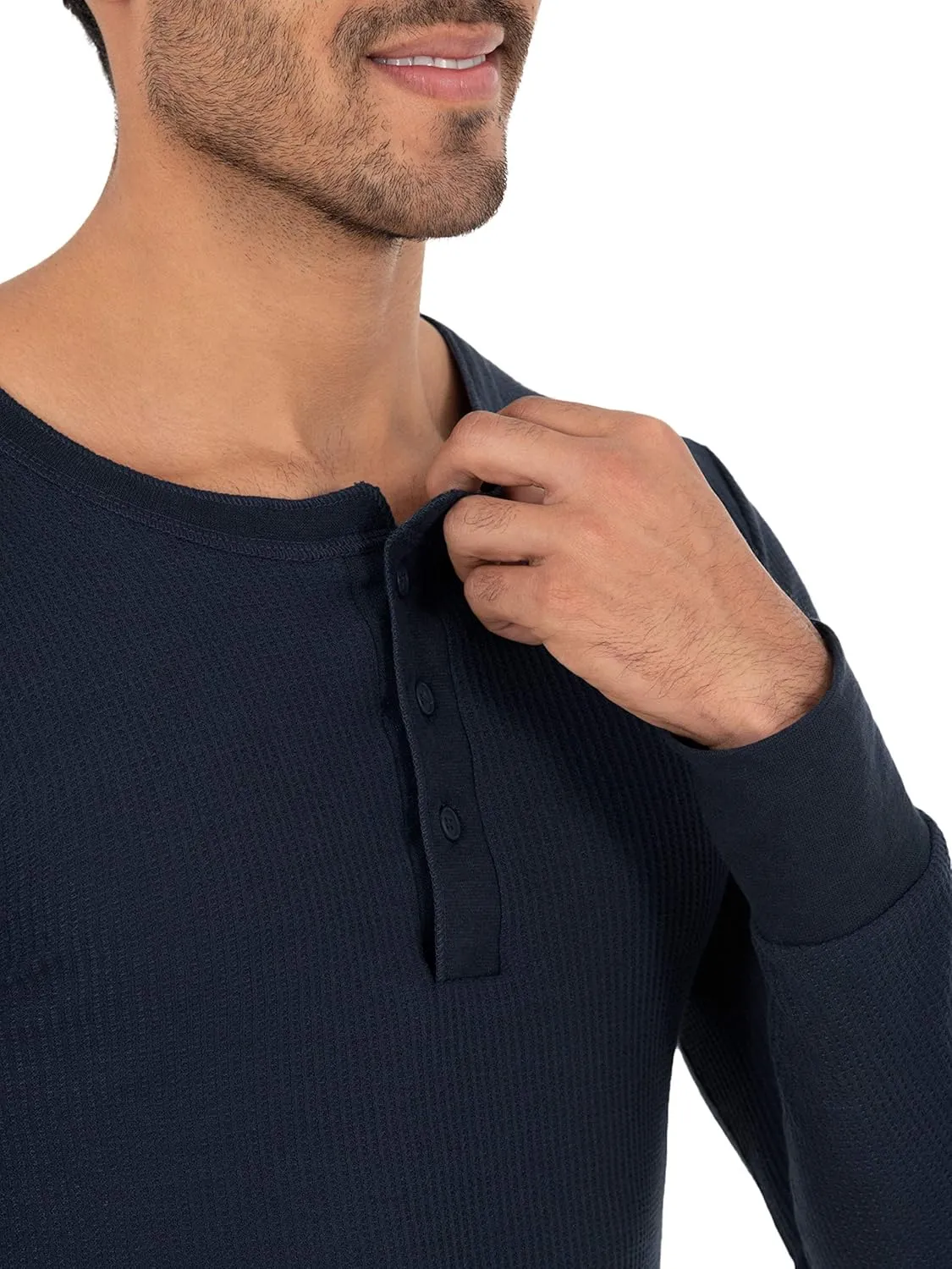 Fruit of the Loom mens Recycled Waffle Thermal Underwear Henley Top
