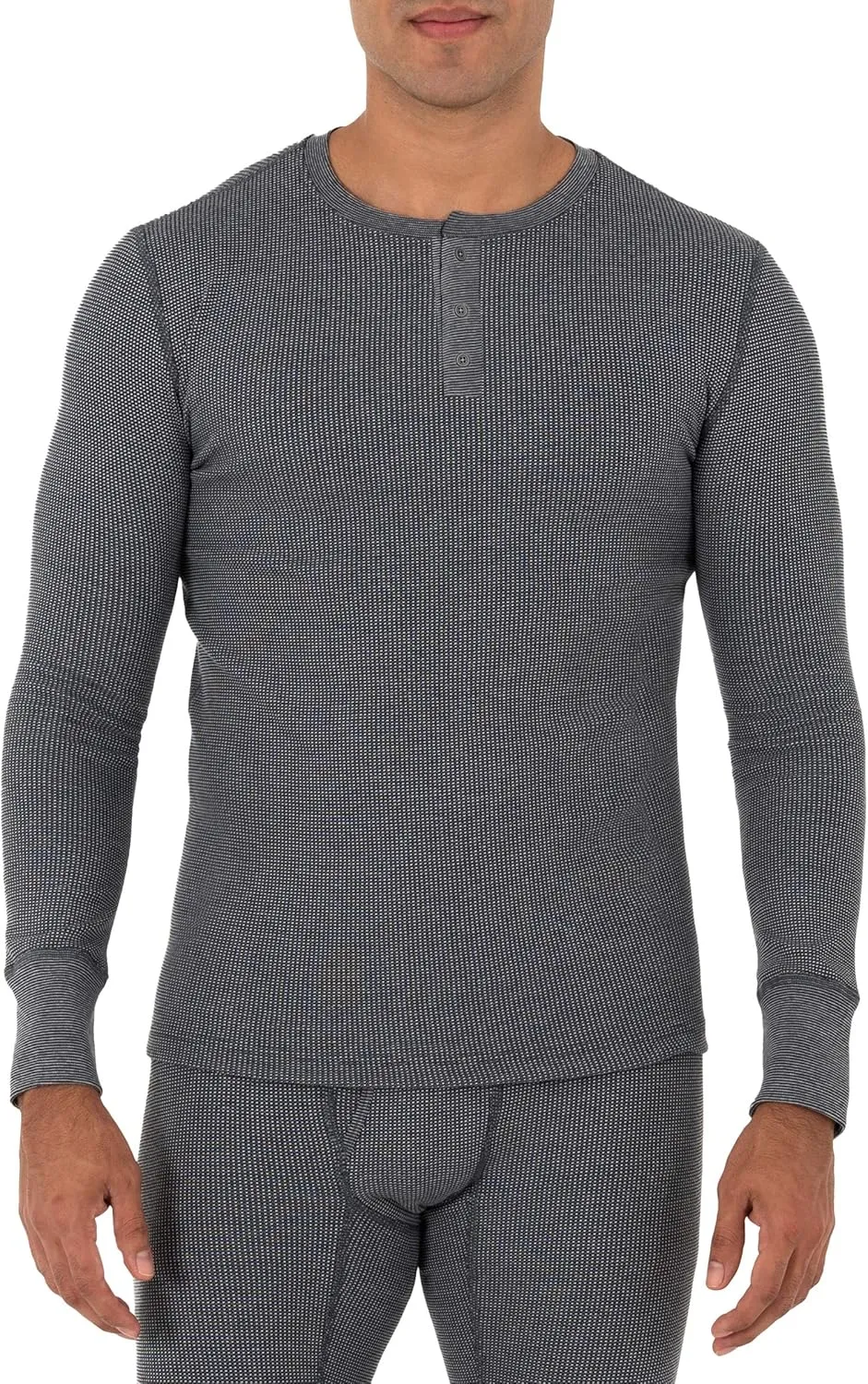 Fruit of the Loom mens Recycled Waffle Thermal Underwear Henley Top