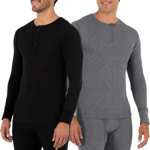 Fruit of the Loom mens Recycled Waffle Thermal Underwear Henley Top