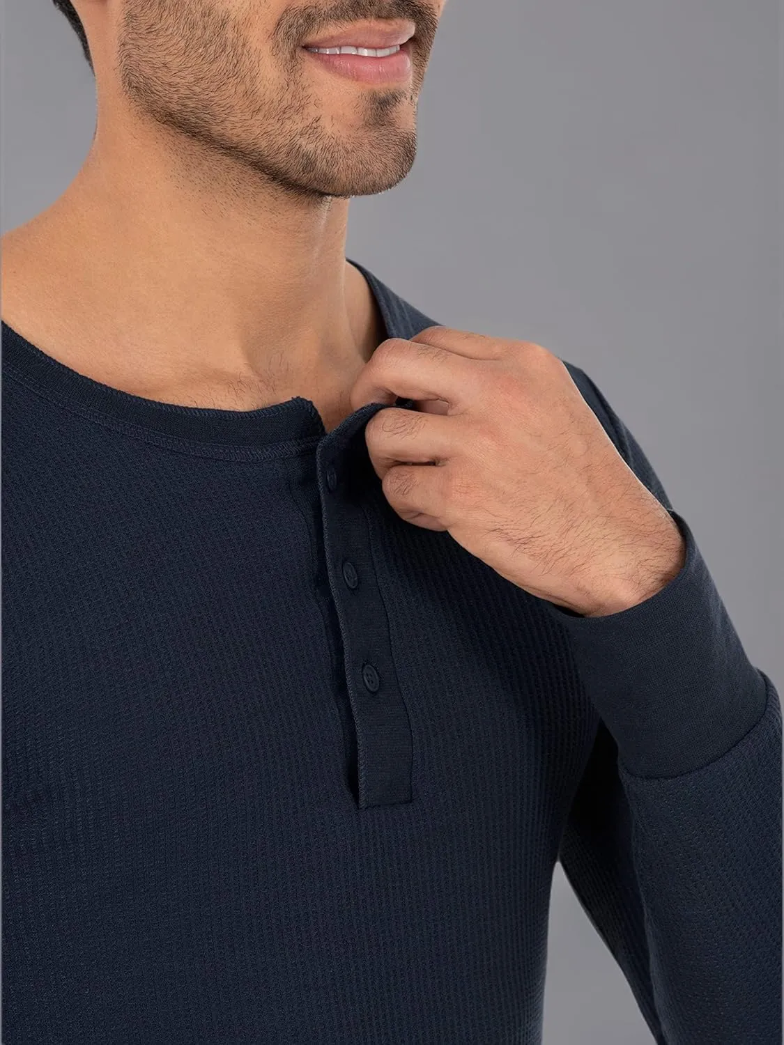 Fruit of the Loom mens Recycled Waffle Thermal Underwear Henley Top