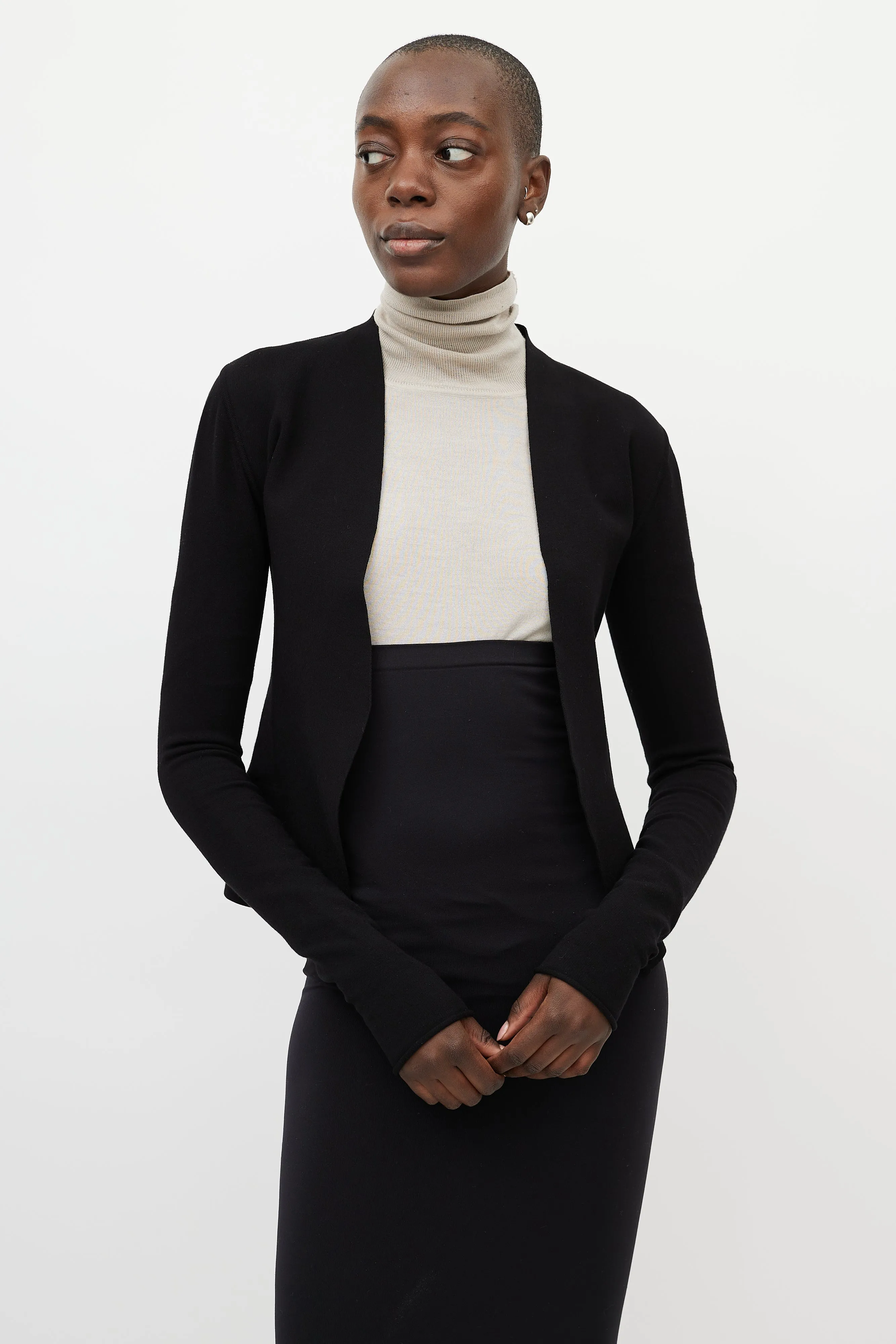 FW 2019 Black Open Front Cardigan