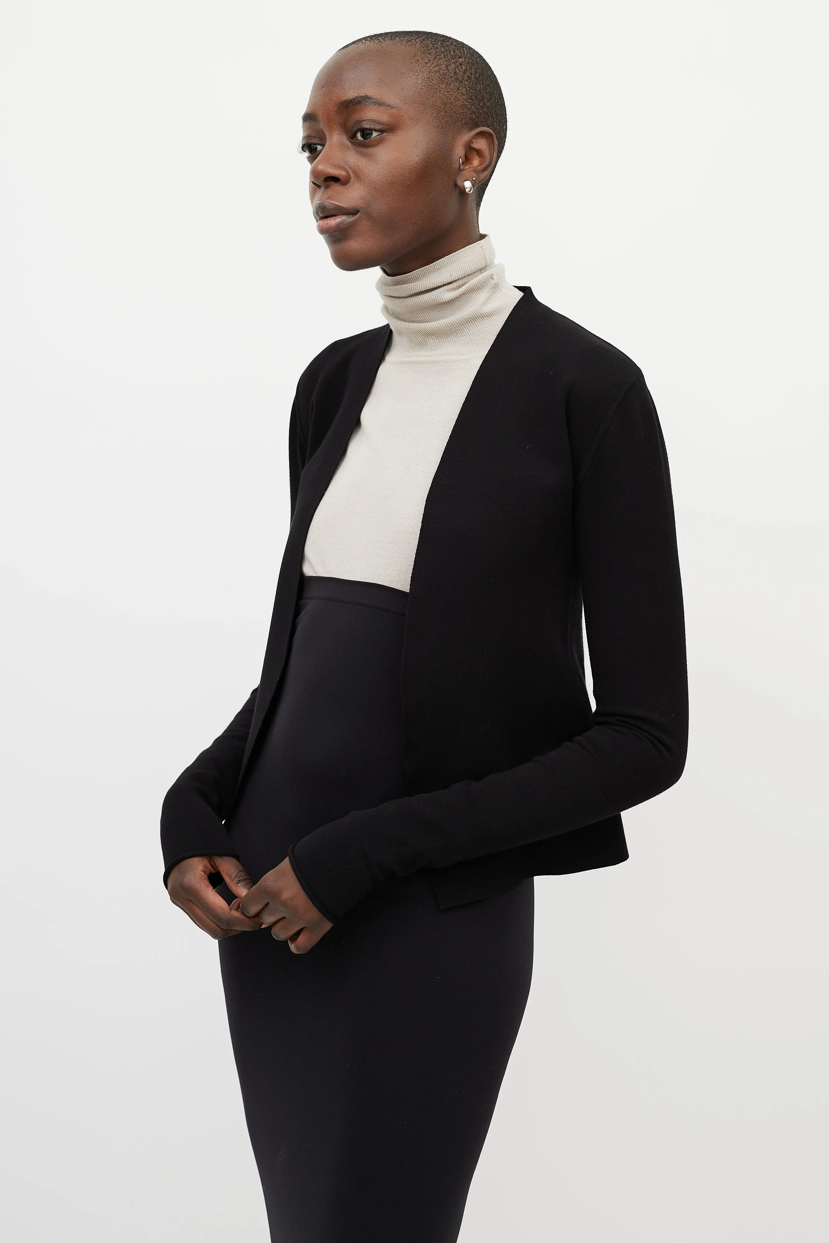 FW 2019 Black Open Front Cardigan