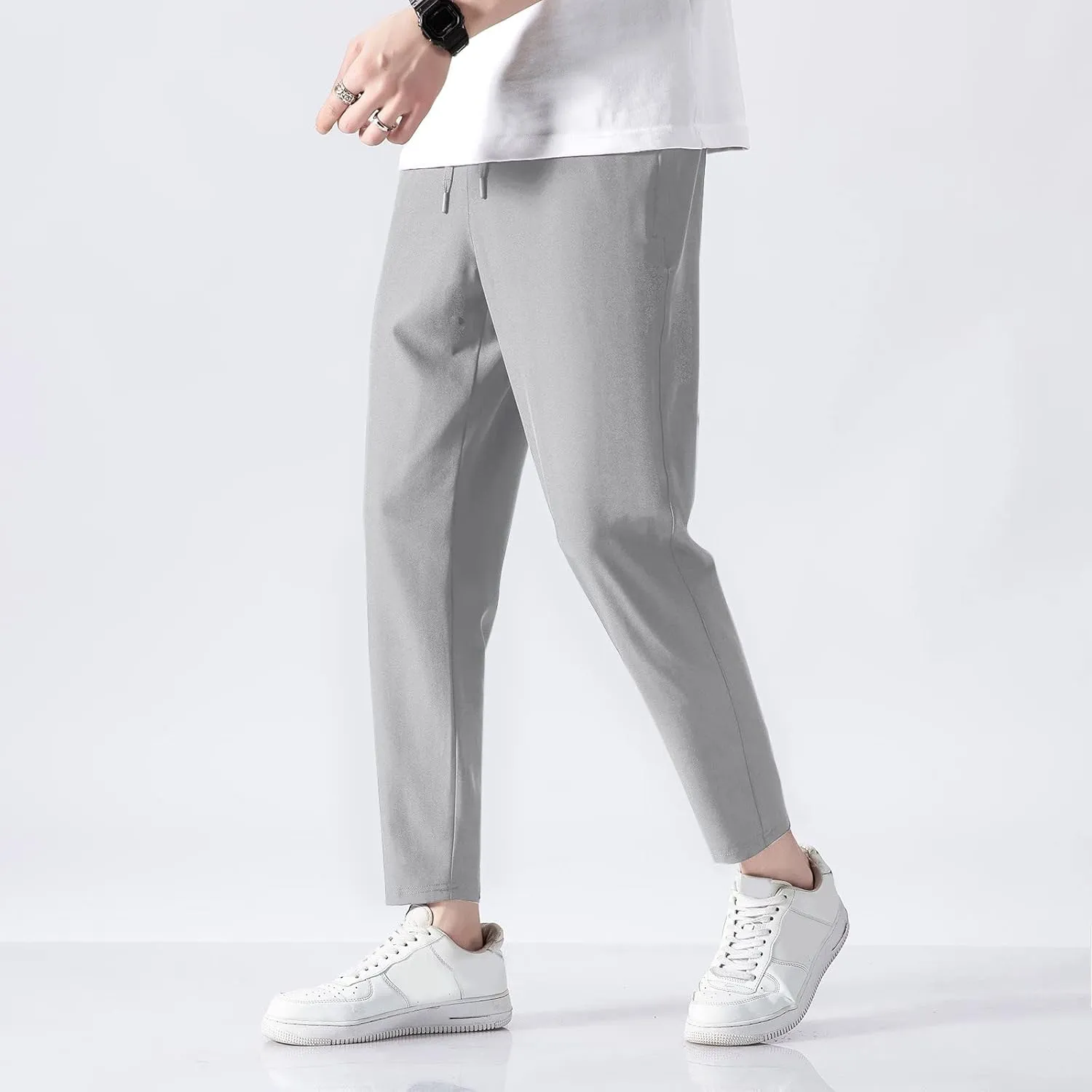 FZVYD Navy Blue Dress Pants Mens Joggers Cargo Pants Fashion Casual Sweatpants Work Pants Drawstring Loose Trousers Pockets