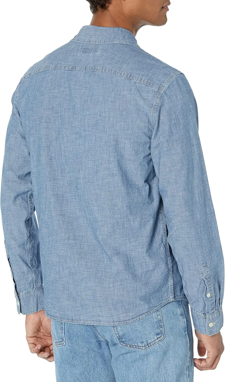 GAP Men's Long Sleeve Chambray Woven Button-Down Shirt