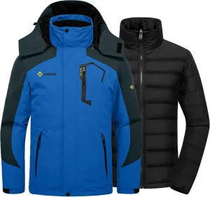 GEMYSE Men's Waterproof 3-in-1 Ski Snow Jacket Puffer Liner Insulated Winter Coat