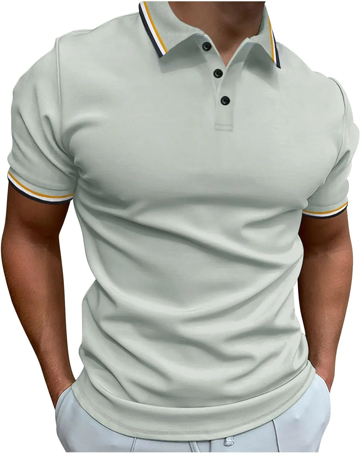 generic Polos T Shirts for Men Performance Short Sleeve Classic Golf Tshirt Collared Moisture Wicking Tee Stylish Patchwork