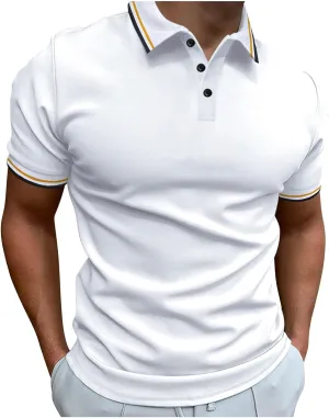 generic Polos T Shirts for Men Performance Short Sleeve Classic Golf Tshirt Collared Moisture Wicking Tee Stylish Patchwork