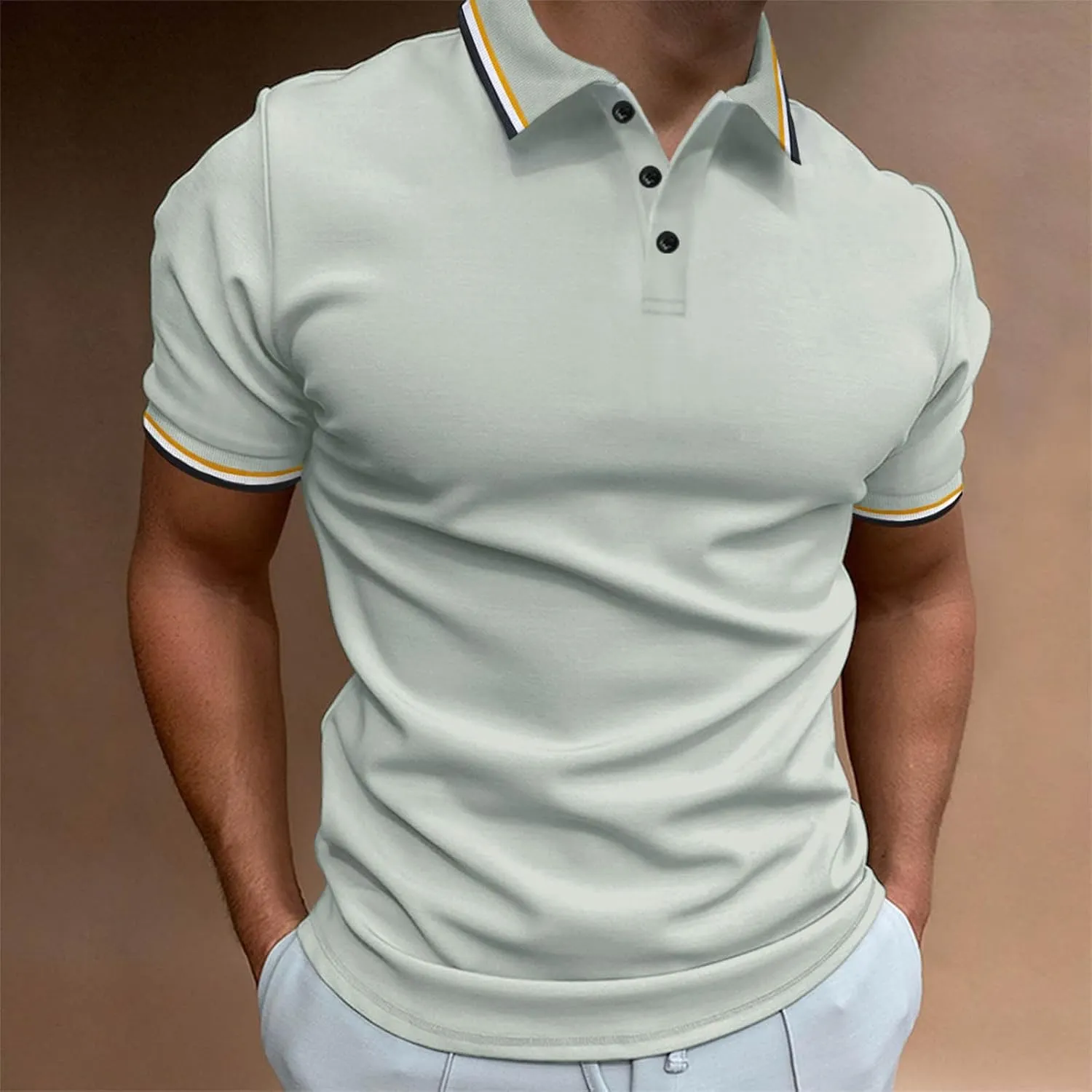 generic Polos T Shirts for Men Performance Short Sleeve Classic Golf Tshirt Collared Moisture Wicking Tee Stylish Patchwork