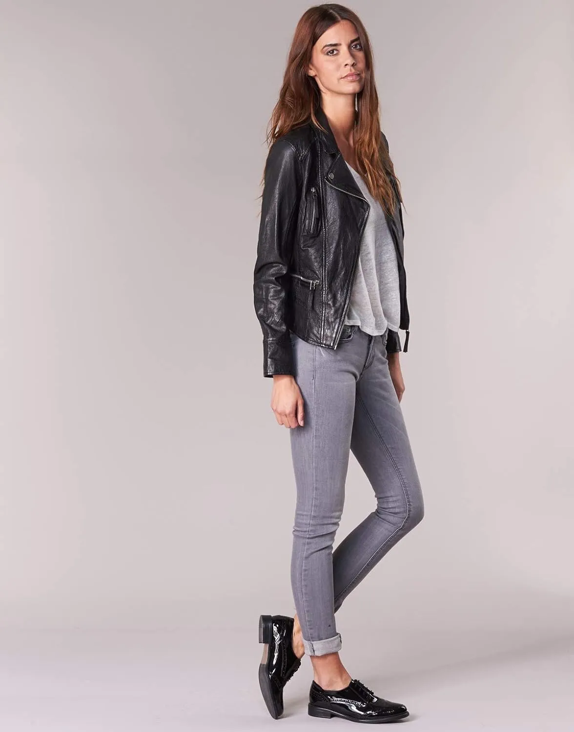 Geniune Black Leather Jacket | Women Motorcycle Jacket | Womens Lambskin Leather Jacket