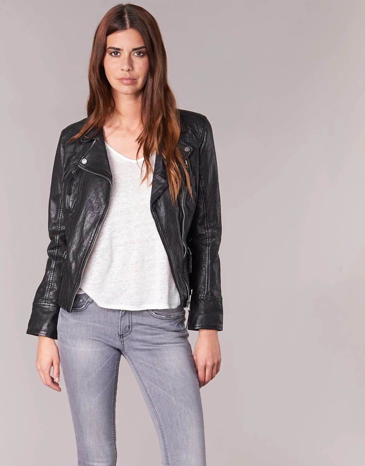 Geniune Black Leather Jacket | Women Motorcycle Jacket | Womens Lambskin Leather Jacket