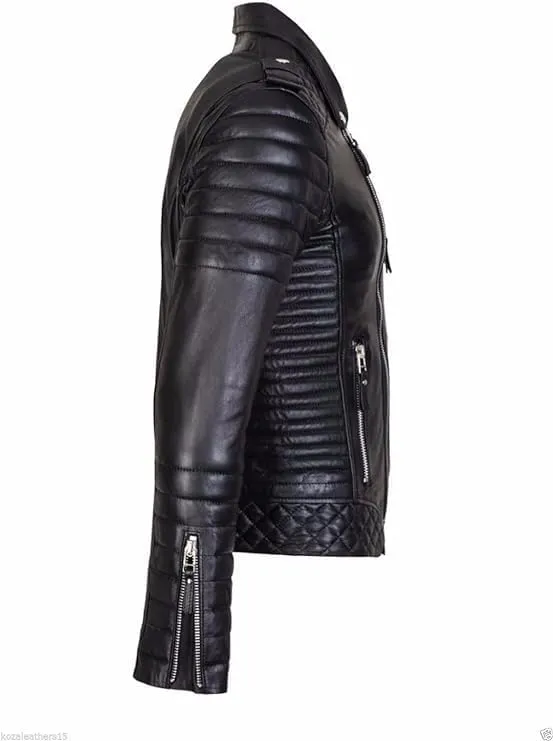 Genuine Lambskin Leather Jackets For Men - Motorcycle Biker Leather Jacket Men