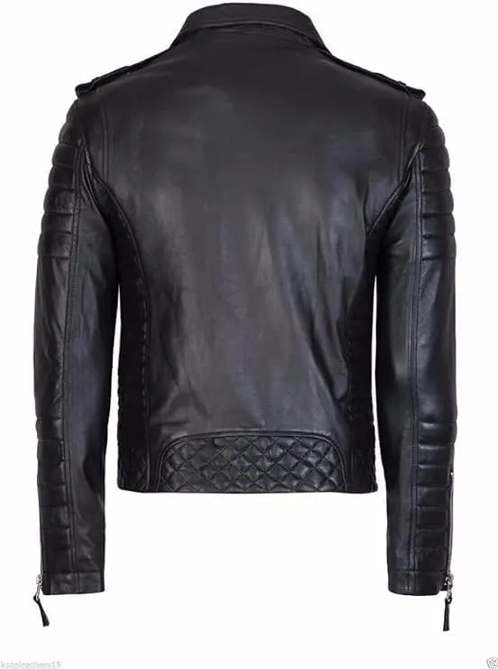 Genuine Lambskin Leather Jackets For Men - Motorcycle Biker Leather Jacket Men