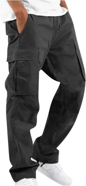 GOFULY Cargo Pants for Men Casual Drawstring Elastic Waist Baggy Sweatpants with Pocket Work Pants Athletic Joggers Trouser