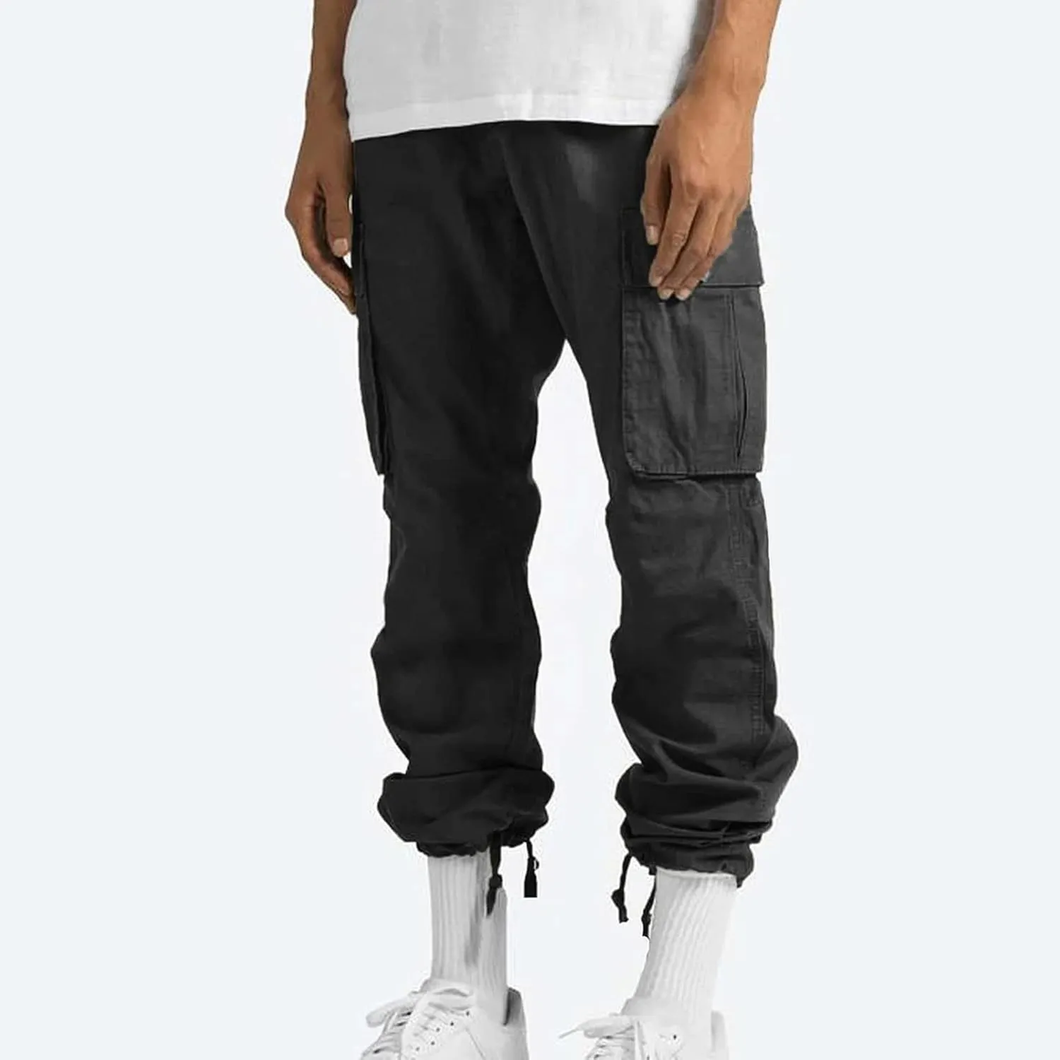 GOFULY Cargo Pants for Men Casual Drawstring Elastic Waist Baggy Sweatpants with Pocket Work Pants Athletic Joggers Trouser