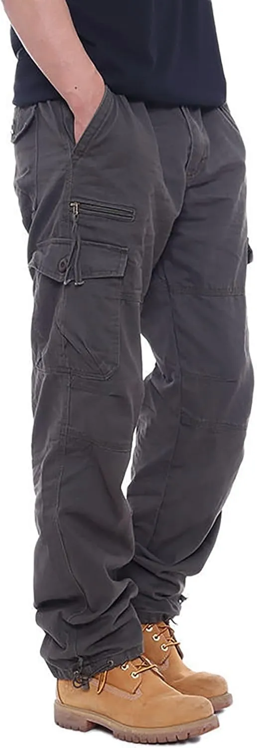 GOFULY Men Cargo Pants Multi Pockets Baggy Pants Ripstop Stretch Hunting Sweatpants Travel Hunting Pants Outdoor