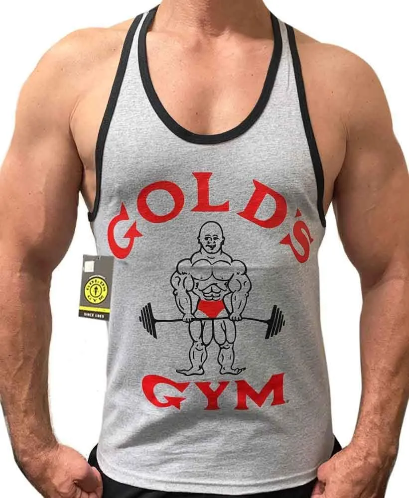Gold's Gym Tank Top Ringer - Official Licensed - RT-2 (XL, Gray/Black)