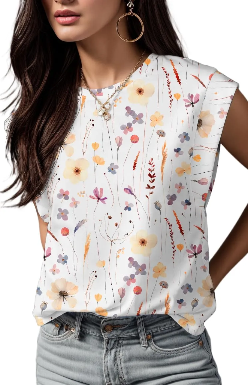 GRECERELLE Women 2025 Cap Sleeve Tops Summer Casual Tee Shirt Loose Crew Neck Basic Tank Trendy Work Vacation Outfits (S-2XL)