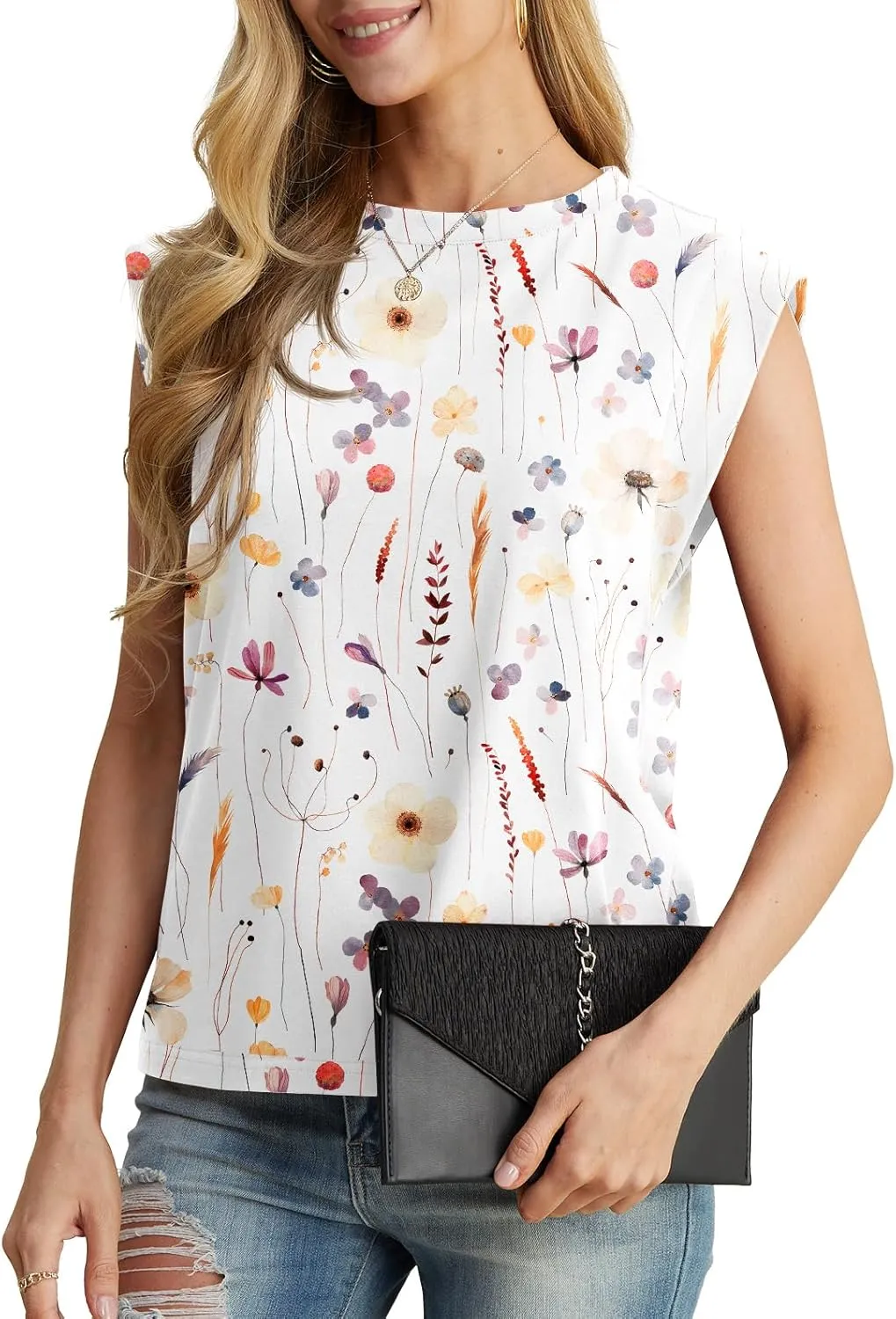 GRECERELLE Women 2025 Cap Sleeve Tops Summer Casual Tee Shirt Loose Crew Neck Basic Tank Trendy Work Vacation Outfits (S-2XL)