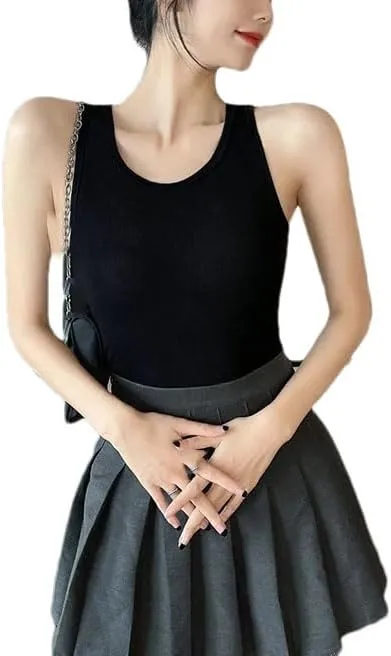 Hgvcfcv Womens Round Neck Undershirt Solid Camisole Lightweight Sweater Casual Tank Top