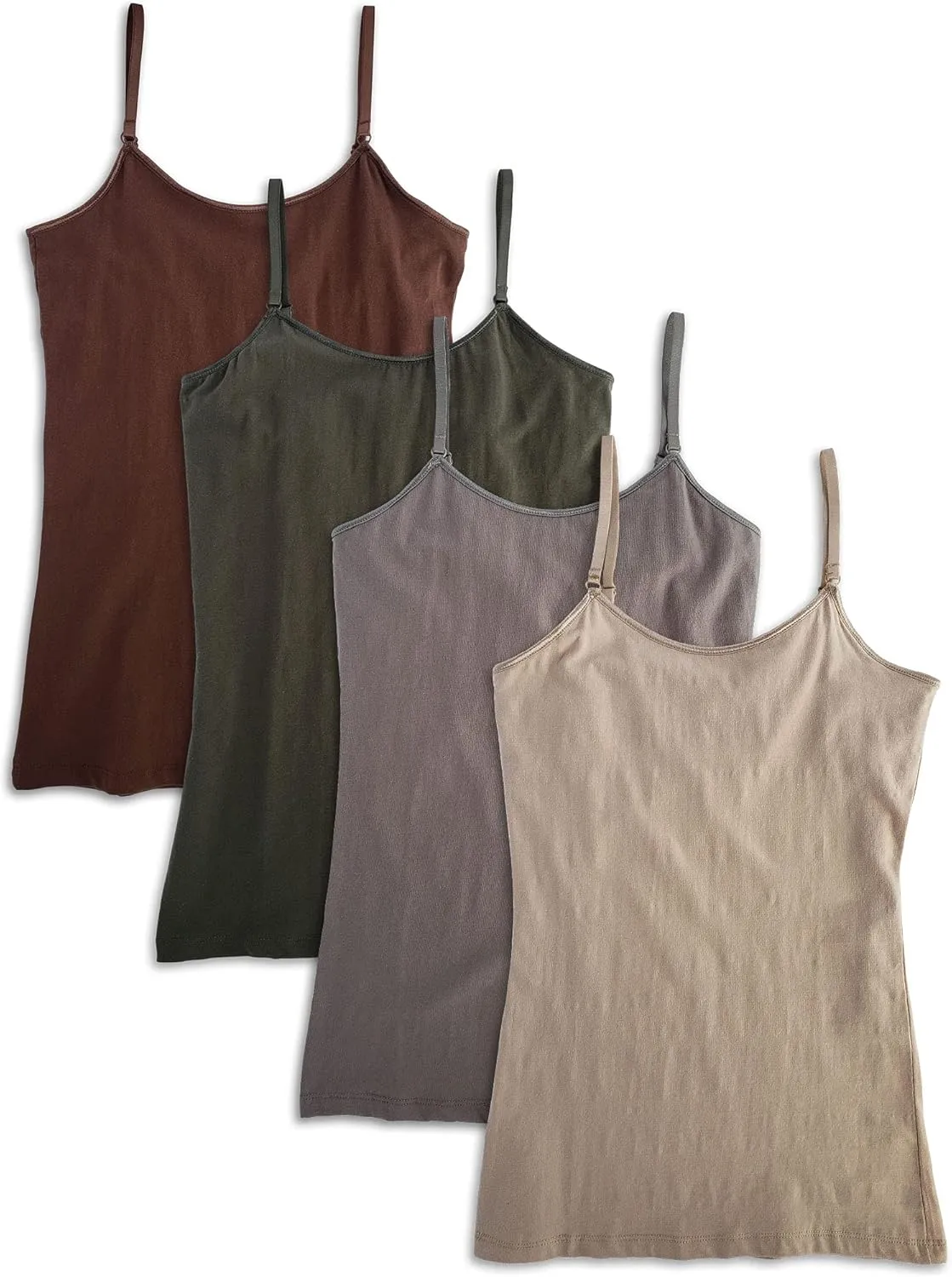 Kalon Women's 4-Pack Shelf Bra Tank Top Camisole Classic Spaghetti Strap