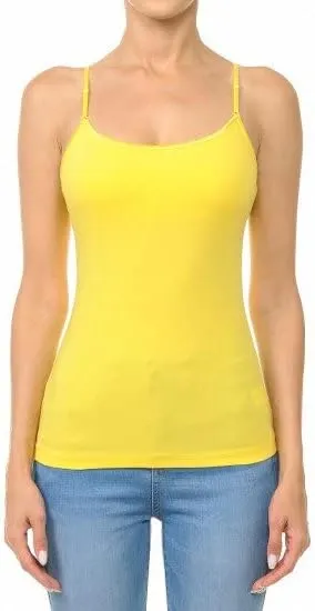 Khanomak Women's Cami Camisole Built in Bra Adjustable Spaghetti Strap Tank Top