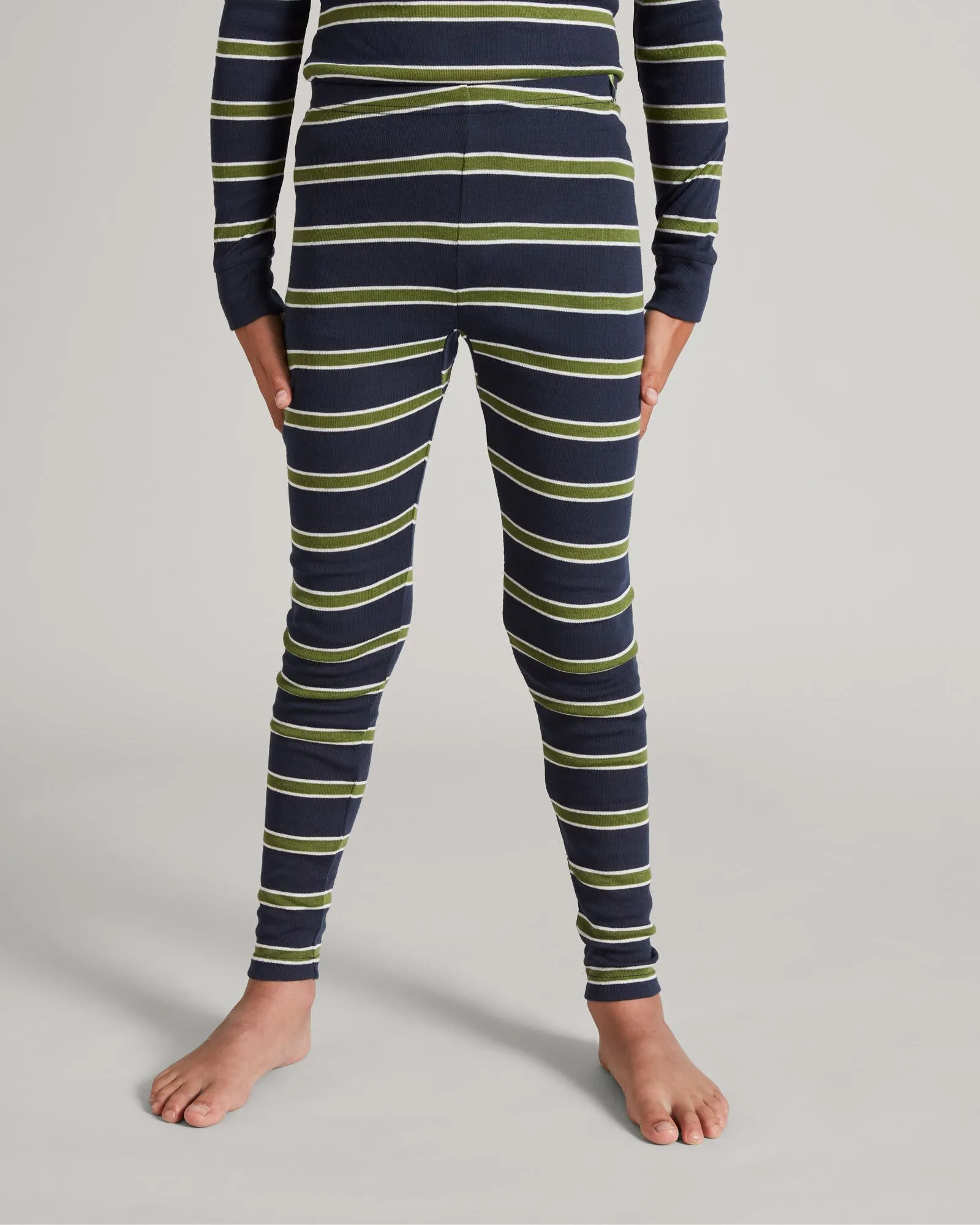 Kids' KMDCore Long John Pants - Thyme/Midnight Navy Stripe