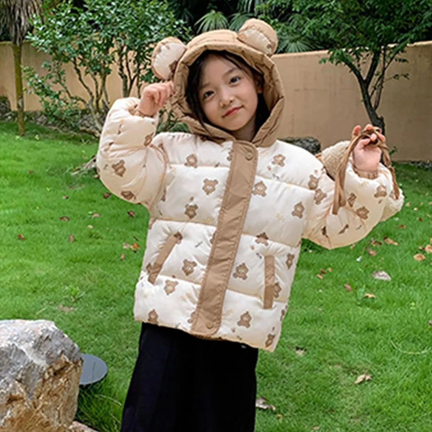 Kids Toddler Baby Girls Boys Winter Warm Thick Solid Cotton Long Sleeve Padded Jacket Coat Clothes Little