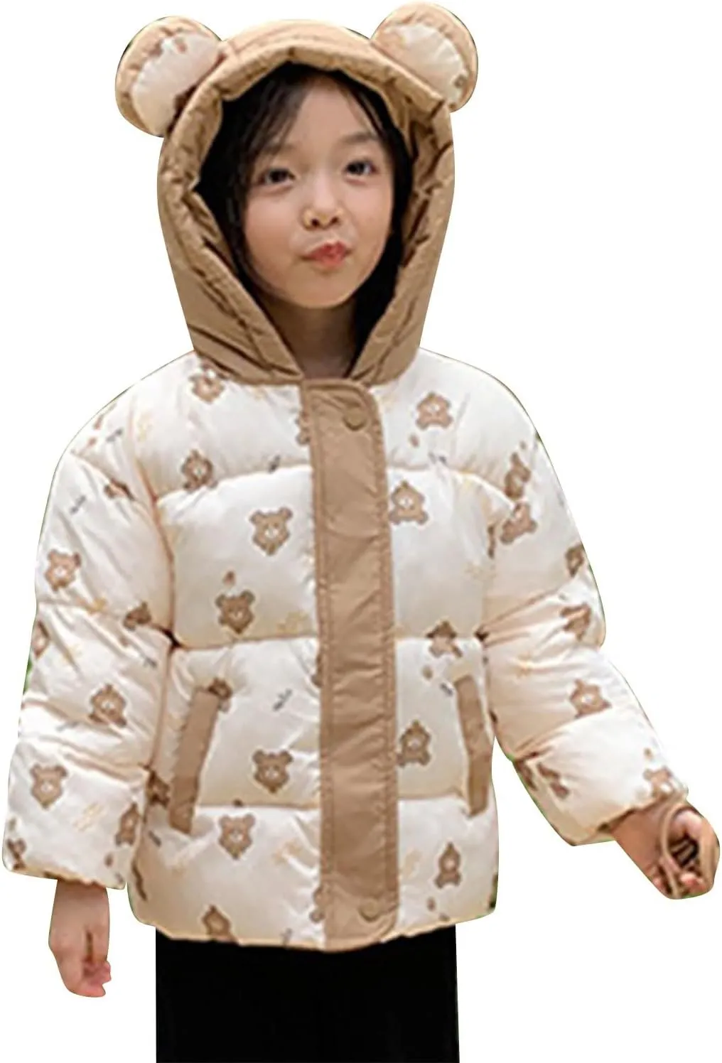 Kids Toddler Baby Girls Boys Winter Warm Thick Solid Cotton Long Sleeve Padded Jacket Coat Clothes Little