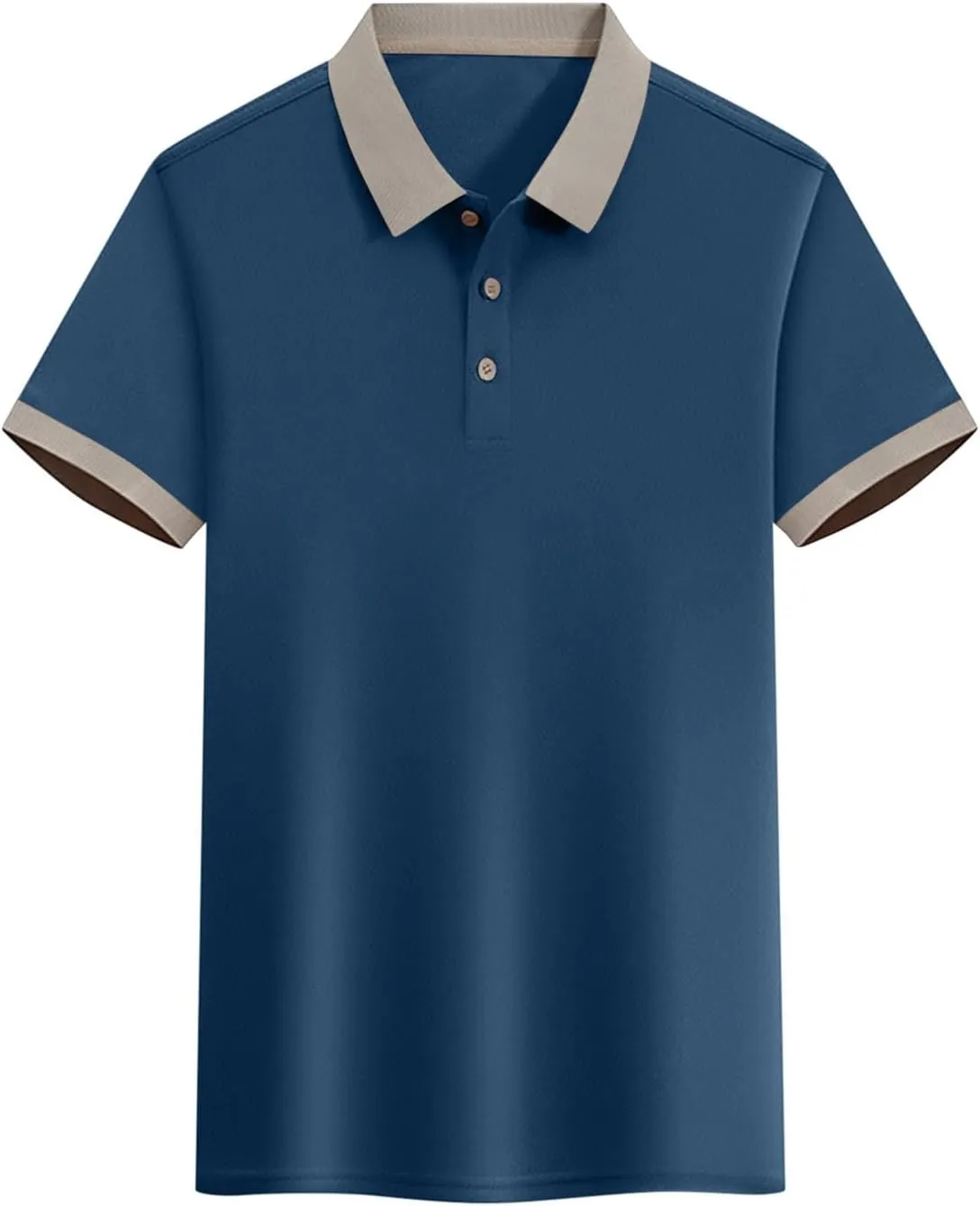 Korean Style Color Block Polo Shirts Mens Slim Fit Golf Tee Tops Summer Short Sleeve Button Collared Athletic Blouse