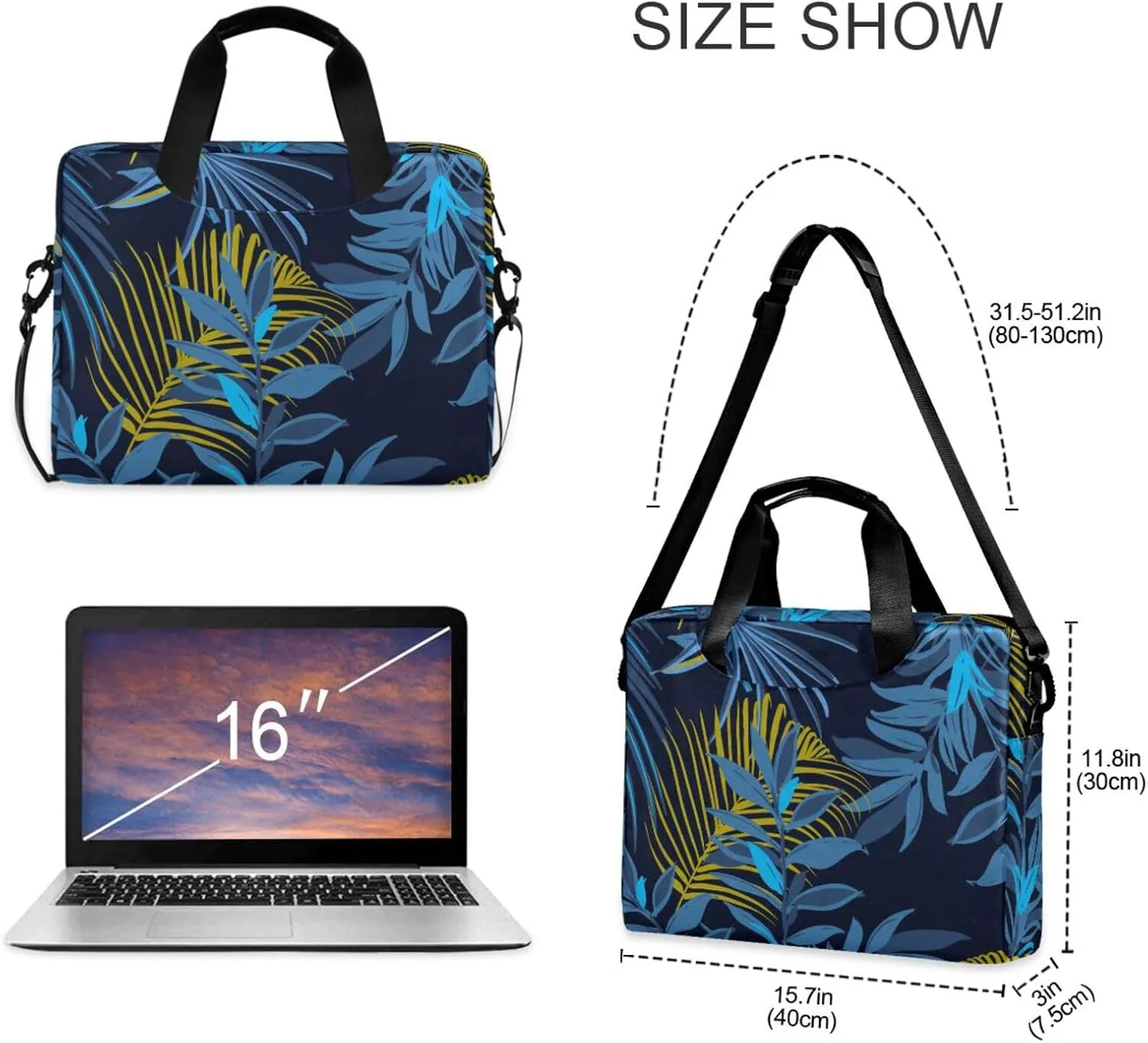 Laptop Computer Tote Bag Briefcase Crossbody Shoulder Strap Top Handle Men Women