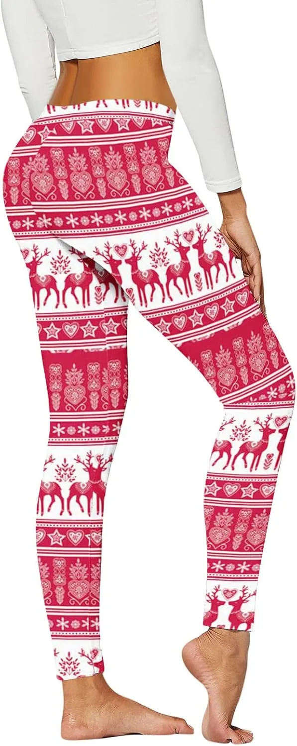 LCMTWX Womens Christmas Leggings Pants Casual Elastic Slim Long Boot Women Pants High Waisted Workout Pants