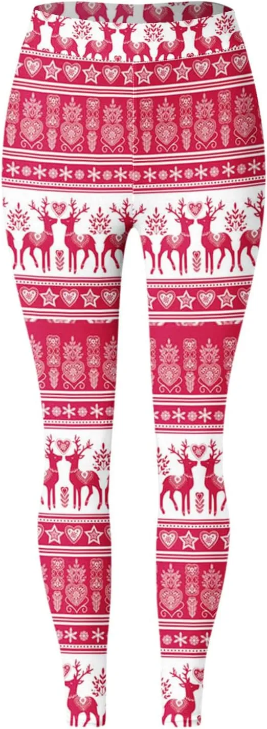 LCMTWX Womens Christmas Leggings Pants Casual Elastic Slim Long Boot Women Pants High Waisted Workout Pants