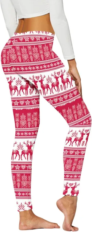 LCMTWX Womens Christmas Leggings Pants Casual Elastic Slim Long Boot Women Pants High Waisted Workout Pants