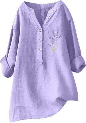Linen Clothes for Women Linen Clothes for Women Down Blouses Tops Black Button Up Shirt Top Long