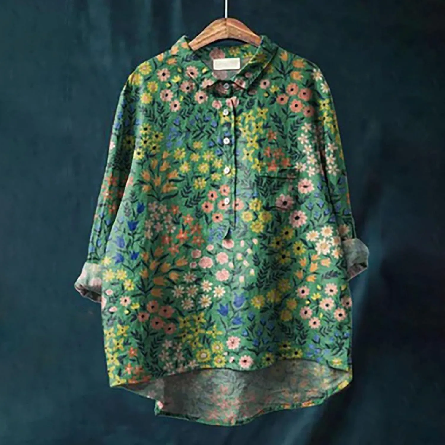 Linen Clothes for Women Linen Clothes for Women Down Blouses Tops Black Button Up Shirt Top Long