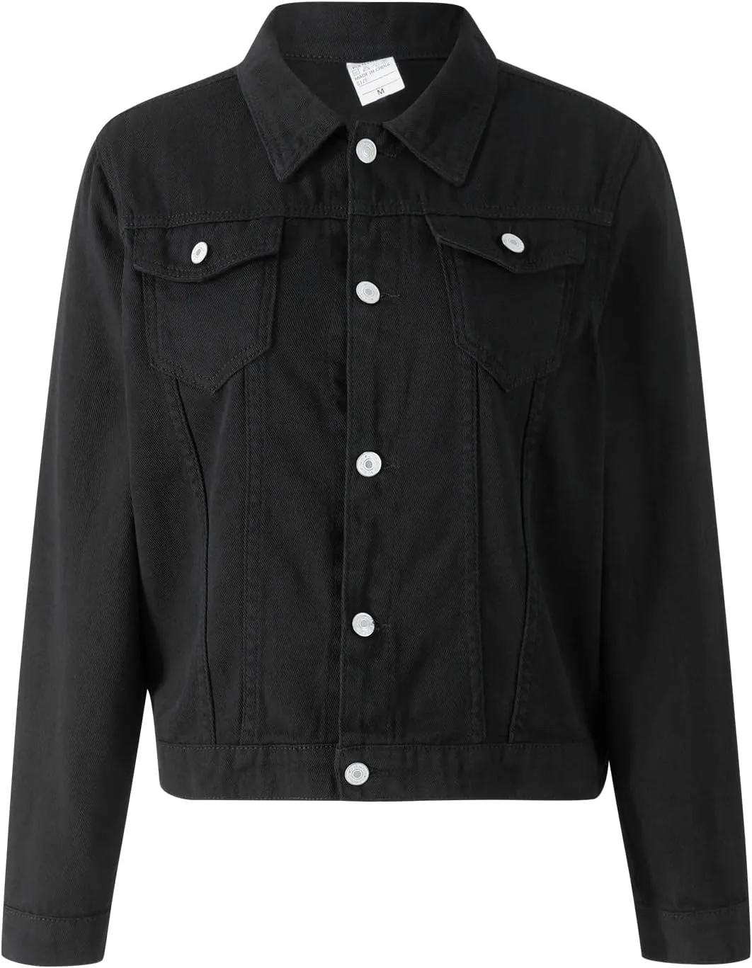 lisenraIn Jean Jackets for Women Fashion Basic Long Sleeve Button Down Denim Jacket Lightweight Cropped Jean Jacket